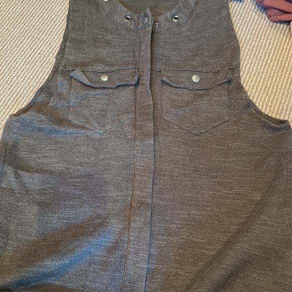 NWOT FREE PEOPLE highway knit stretchy long zip up vest in olive green XS - Picture 7 of 11